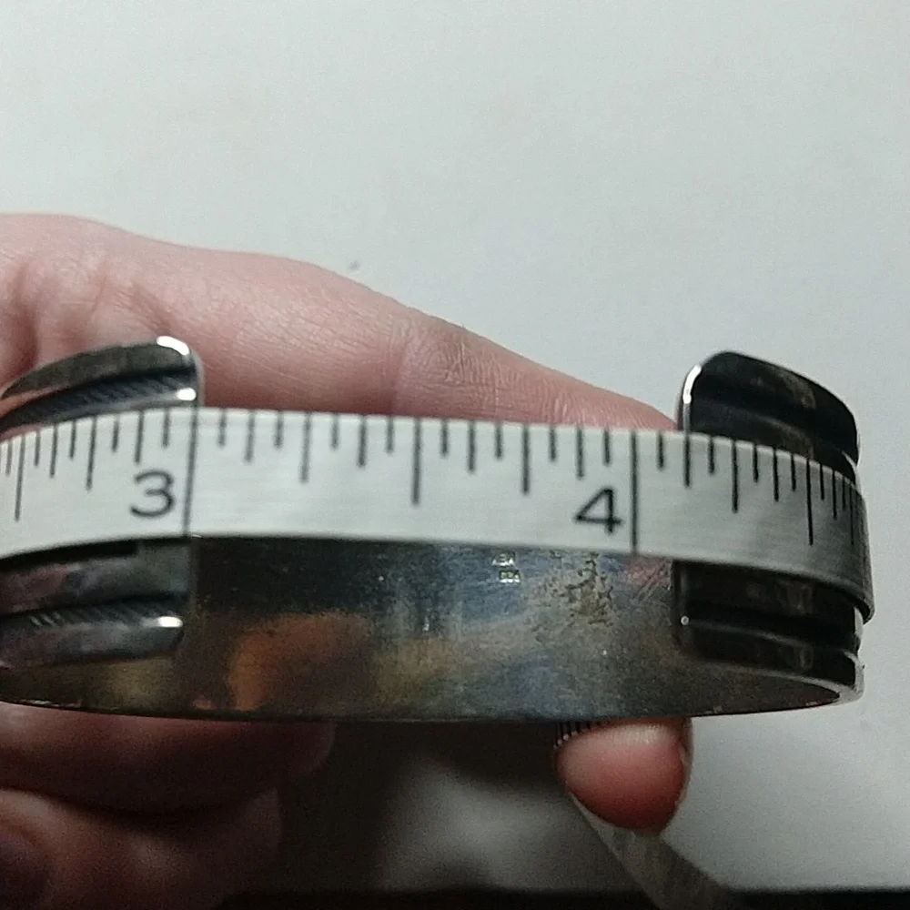 Solid sterling silver 925 greek key scroll design cuff bracelet vintage mexico